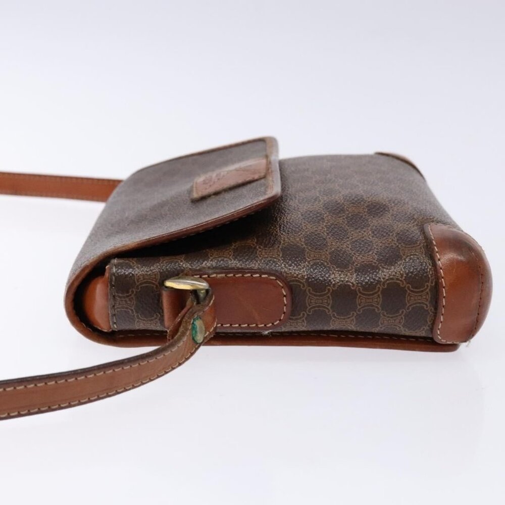 Authentic CELINE Macadam Canvas Shoulder Bag PVC Brown Gold - Picture 11 of 16